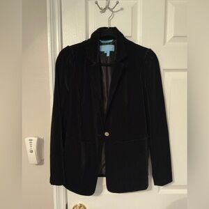 Draper James Black Velvet Blazer